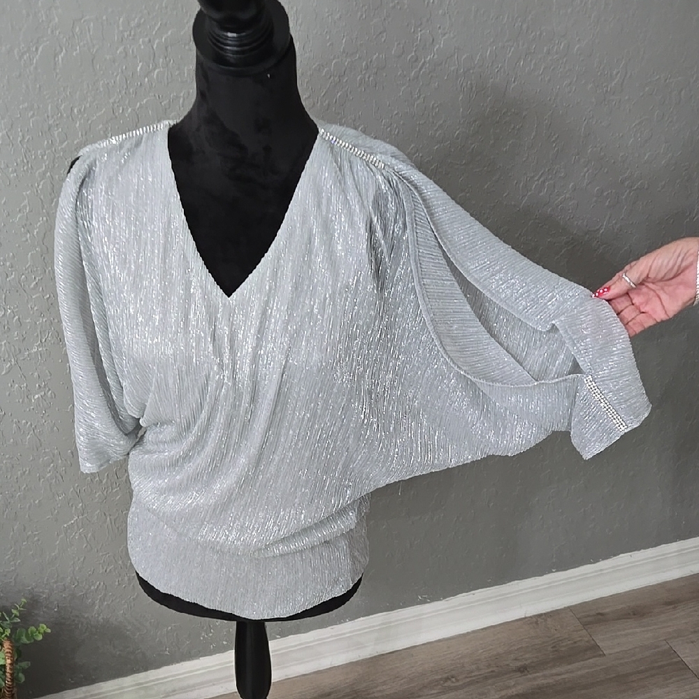 Chaus Silver Dolman Sleeve Blouse
